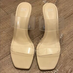 BP Women's Heels with Clear Straps - Beige NWOT